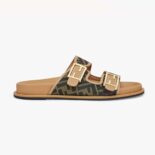 Fendi Women Fendi Feel Brown FF Fabric Slides