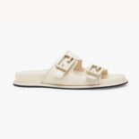 Fendi Women Fendi Feel White Leather Slides