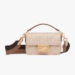 Fendi Women Mini Baguette Pink FF Canvas Bag