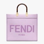 Fendi Women Sunshine Medium Lilac Leather Shopper-Purple