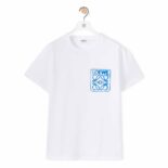 Loewe Men Anagram Fake Pocket T-shirt in Cotton-White