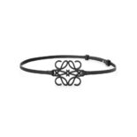 Loewe Women Anagram Cut-Out Belt in Soft Calfskin-Black