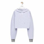 Loewe Women Striped Hooded Top in Cotton-Blue