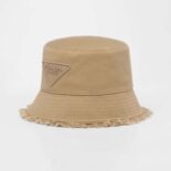Prada Women Drill Bucket Hat-Beige