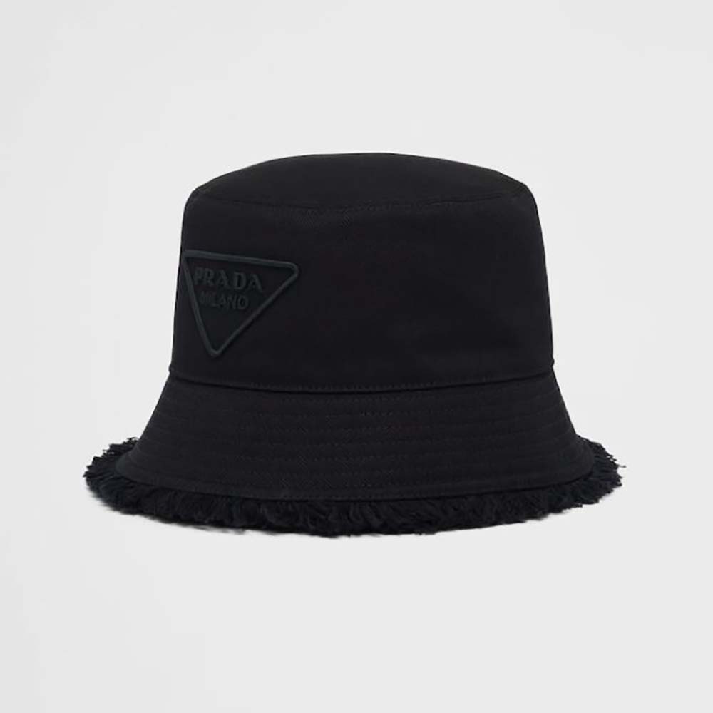 Prada Women Drill Bucket Hat-Black