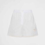 Prada Women Embroidered Poplin Shorts-White