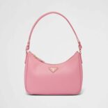 Prada Women Saffiano Leather Mini-Bag with the Metal Triangle Logo-Pink