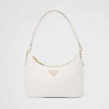 Prada Women Saffiano Leather Mini-Bag with the Metal Triangle Logo-White