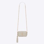 Saint Laurent YSL Women Lou Mini Bag in Grain De Poudre Embossed Leather-White