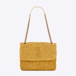 Saint Laurent YSL Women Niki Medium Chain Bag in Raffia and Leather-Yellow