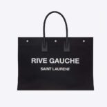 Saint Laurent YSL Women Rive Gauche Tote Bag in Linen and Leather