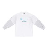 Balenciaga Men WFP Double Sleeves T-Shirt in White Blue and Grey Vintage Jersey