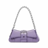 Balenciaga Women Lindsay Small Shoulder Bag With Strap in Light Purple Shiny Smooth Calfskin