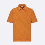 Dior Men Oversized Dior Oblique Polo Shirt Orange Terry Cotton Jacquard