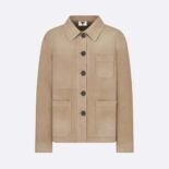 Dior Women Caro Jacket Beige Stretch Cotton with Black Dior Union Motif on the Back