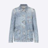Dior Women Caro Jacket Blue Faded Cotton Denim with Stripes