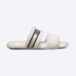 Dior Women Chez Moi Slide Black Embroidered Cotton and White Shearling