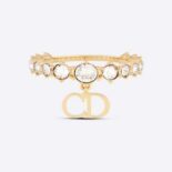 Dior Women Clair D Lune Ring Gold-Finish Metal and Silver-Tone Crystals