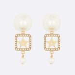 Dior Women Dior Tribales Earrings Gold-Finish Metal with White Resin Pearls and White Crystals