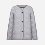 Dior Women Macrocannage Peacoat Gray Quilted Reflective Technical Taffeta