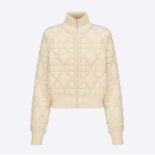 Dior Women Macrocannage Zipped Cardigan White Technical Wool and Cashmere Knit