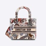 Dior Women Medium Lady D-lite Bag Ecru Multicolor Dior Jardin D'Hiver Embroidery