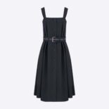 Dior Women Mid-Length Belted Dress Black Wool and Mohair