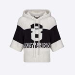 Dior Women Three-Quarter Sleeve Hooded Sweater Black and White Wool and Cashmere Knit