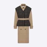 Dior Women Trench Coat with Removable Macrocannage Vest Beige Cotton Gabardine and Black Quilted Technical Taffeta