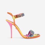 Dolce Gabbana D&G Women Satin Sandals with Fusible Rhinestone Detailing