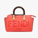 Fendi Women By The Way Mini Red Leather Small Boston Bag