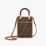Fendi Women Mini Sunshine Shopper Brown FF Fabric Mini-Bag