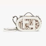 Fendi Women O Lock Mini Camera Case White Leather and Python Leather Mini Bag