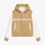 Givenchy Men Hooded Bomber Jacket in Wool and GIVENCHY Leather