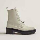 Hermes Women Funk Ankle Boot in Calfskin Leather-White