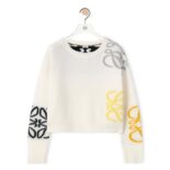 Loewe Women Anagram Intarsia Sweater in Wool-White