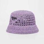 Prada Women Raffia Bucket Hat-Purple