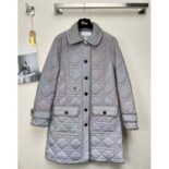 Dior Women CD Macrocannage Peacoat Gray Quilted Reflective Technical Taffeta