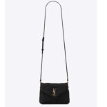 Saint Laurent YSL Women Loulou Toy Strap Bag Matelassé Y Quilted Suede Smooth Leather Black