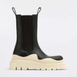 Bottega Veneta Unisex Tire Chelsea Boot in Calfskin Leather-Beige