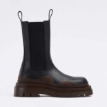 Bottega Veneta Unisex Tire Chelsea Boot in Calfskin Leather-Maroon