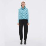 Bottega Veneta Women Intreccio Tech Nylon Gilet-Blue