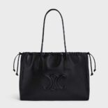 Celine Women Cabas Drawstring Cuir Triomphe in Smooth Calfskin-Black