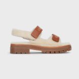 Celine Women Leo Scratch Sandal in Shearling & Calfskin