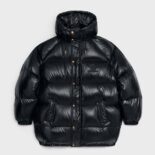 Celine Women Triomphe Down Jacket in Lightweight Nylon-Black