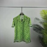 Dior Men Chez Moi Short-Sleeved Shirt Green Dior Oblique Silk Twill