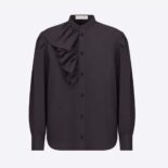 Dior Women Blouse with Ruffles Black Cotton Poplin