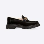 Dior Women Code Loafer Black Brushed Calfskin and White Shearling