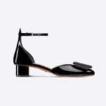 Dior Women Idylle Ballet Pump Black Patent Calfskin and Grosgrain