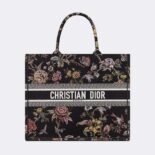 Dior Women Large Dior Book Tote Black Multicolor Dior Jardin Botanique Embroidery